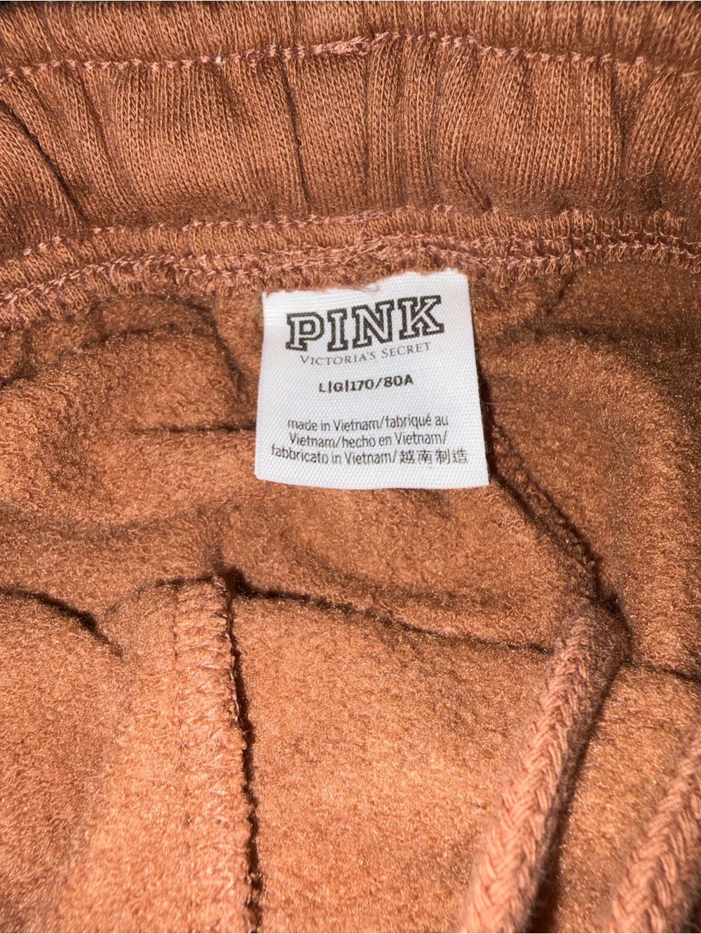 Victoria’s Secret PINK Oversized Hoodie Jogger Set Brown Red Logo XL/L - Picture 8 of 16